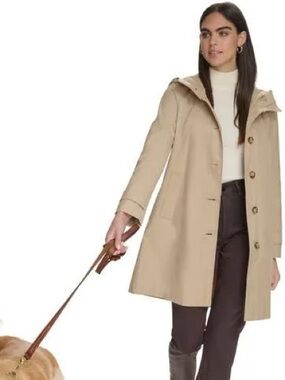 Calvin Klein Attributes Hoody Raincoat in Tan, Sz. S